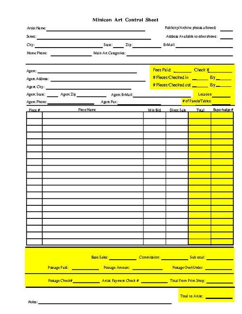 artshow control sheet